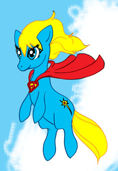 Size: 1024x1479 | Tagged: safe, artist:koku-chan, earth pony, pony, cape, clothes, crossover, cute, cutie mark, ponified, supergirl