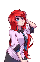 Size: 1239x1920 | Tagged: safe, artist:suelix, oc, oc only, oc:bailey, human, barely pony related, clothes, colored, female, humanized, humanized oc, necktie, solo