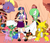 Size: 697x604 | Tagged: safe, artist:selenaede, twilight sparkle, alakazam, espeon, gardevoir, gengar, hoothoot, human, roserade, g4, clothes, crossover, humanized, pokémon, skirt