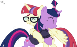 Size: 1024x626 | Tagged: safe, artist:faunafay, moondancer, twilight sparkle, alicorn, pony, amending fences, g4, alicornified, alternate hairstyle, alternate universe, cute, daaaaaaaaaaaw, dancerbetes, moondancercorn, race swap, role reversal, simple background, sweet dreams fuel, transparent background, twiabetes