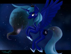 Size: 512x387 | Tagged: safe, artist:lifelesssoul, princess luna, alicorn, pony, g4, 3ds, female, galaxy, solo, space, stars