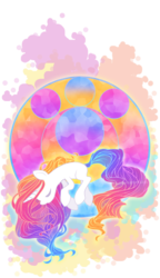 Size: 1749x3040 | Tagged: safe, artist:breloomsgarden, oc, oc only, oc:vivid visions, captivelegacy, gradient, present, rainbow, solo, sparkles, stained glass