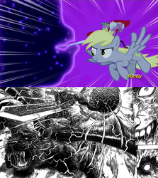 Size: 960x1078 | Tagged: safe, edit, edited screencap, screencap, derpy hooves, spike, tantabus, pegasus, pony, do princesses dream of magic sheep, g4, beefspike, berserk, derpysaur, female, guts (berserk), mare, nosferatu zodd