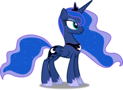 Size: 4089x3000 | Tagged: safe, artist:dashiesparkle, princess luna, alicorn, pony, g4, colored, concave belly, crown, ethereal mane, ethereal tail, female, high res, hoof shoes, jewelry, long mane, long tail, mare, peytral, princess shoes, regalia, side view, simple background, slender, solo, starry mane, starry tail, tail, thin, transparent background, vector