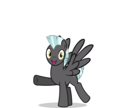 Size: 958x833 | Tagged: safe, artist:sighoovestrong, thunderlane, pegasus, pony, g4, looking at you, male, raised leg, simple background, solo, spread wings, stallion, transparent background, waving
