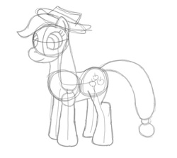 Size: 676x602 | Tagged: safe, artist:platinumdrop, applejack, g4, female, monochrome, sketch, solo