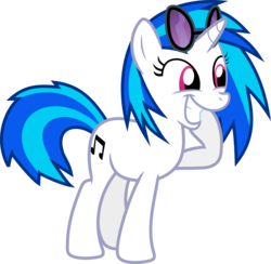 Size: 5912x5769 | Tagged: safe, artist:jaybugjimmies, dj pon-3, vinyl scratch, pony, unicorn, g4, absurd resolution, cute, cutie mark, female, grin, hooves, horn, mare, simple background, smiling, solo, sunglasses, teeth, transparent background, vector, vinylbetes