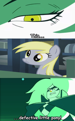 Size: 540x864 | Tagged: safe, edit, screencap, derpy hooves, gem (race), pegasus, pony, g4, crossover, female, gem, jasper (mineral), jasper (steven universe), mare, mineral, quartz, red striped jasper, screencap comic, steven universe