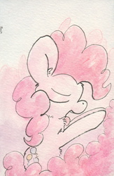 Size: 686x1050 | Tagged: safe, artist:slightlyshade, pinkie pie, g4, female, long tail, solo, traditional art