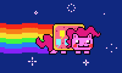 Size: 500x300 | Tagged: safe, artist:fluffffyyyy, pinkie pie, g4, animated, cute, daaaaaaaaaaaw, female, flying, it came from youtube, nyan cat, pixiv, ponk, rainbow, solo, space, youtube link