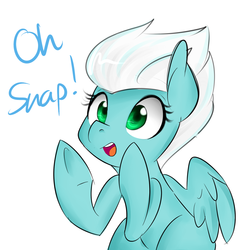 Size: 1280x1280 | Tagged: safe, artist:jovalic, fleetfoot, pegasus, pony, g4, cute, diafleetes, eyebrows, female, mare, oh snap, open mouth, partially open wings, reaction image, simple background, solo, white background, wings