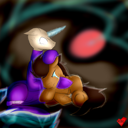 Size: 2000x2000 | Tagged: safe, artist:mytatsur, oc, oc only, earth pony, pony, unicorn, crying, high res, hug, injured