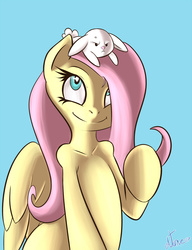 Size: 800x1040 | Tagged: safe, artist:atane27, angel bunny, fluttershy, g4, cross-popping veins, female, solo
