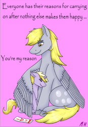 Size: 335x481 | Tagged: safe, artist:madamefurrymamma, derpy hooves, dinky hooves, g4, equestria's best daughter, equestria's best mother, hug, text, winghug