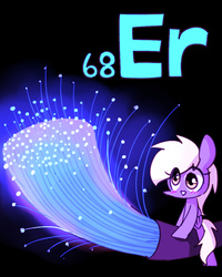 Size: 800x1000 | Tagged: safe, artist:joycall6, part of a set, derpy hooves, pegasus, pony, series:joycall6's periodic table, g4, cute, derpabetes, erbium, eye clipping through hair, female, fiber optic, glow in the dark, glowing, mare, misleading thumbnail, open mouth, optical fiber, periodic table, riding, solo