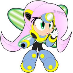 Size: 1600x1601 | Tagged: safe, artist:imdudrjsmi, fluttershy, human, g4, crossover, female, humanized, mega man (series), megamare, simple background, solo, transparent background