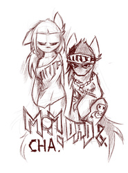 Size: 800x1080 | Tagged: safe, artist:kejifox, chappie, die antwoord, monochrome, music, ninja, ponified, yo-landi vi$$er, yolandi visser