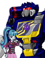 Size: 2469x3200 | Tagged: safe, artist:xdtaxundeadbuck01, sonata dusk, equestria girls, g4, high res, soundwave, transformers