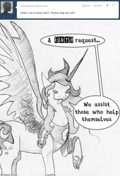 Size: 687x1010 | Tagged: safe, artist:negativefade, princess luna, g4, female, metal goddess luna, monochrome, solo, traditional art