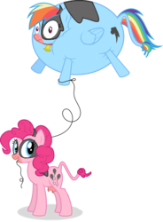 Size: 736x1000 | Tagged: safe, artist:epicacrylic, artist:mypaintedmelody, pinkie pie, rainbow dash, cow, pony, g4, air inflation, bell, bell collar, collar, cowbell, error, inflation, pincow pie, rainbovine dash, simple background, transparent background, udder, vector