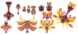 Size: 7920x3600 | Tagged: safe, artist:pokecure123, sunset shimmer, equestria girls, g4, crossover, go princess precure, go princess pretty cure, guitar, key, magical girl, magical sunset-chan, perfume, precure, rod, sunset phoenix, wand, weapon, wings