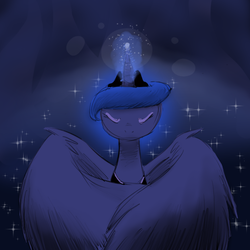 Size: 600x600 | Tagged: safe, artist:artylovr, princess luna, g4, female, folded wings, solo