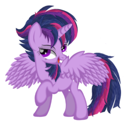 Size: 3300x3200 | Tagged: safe, artist:law44444, twilight sparkle, alicorn, pony, g4, alternate hairstyle, bedroom eyes, female, high res, mare, punklight sparkle, solo, twilight sparkle (alicorn)