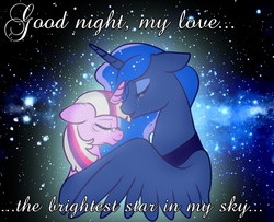 Size: 1333x1080 | Tagged: safe, artist:lulubell, edit, princess luna, twilight sparkle, g4, babylon 5, crying, female, immortality blues, lesbian, mortal twilight, old, photoshop, quote, ship:twiluna, shipping