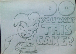 Size: 632x454 | Tagged: safe, artist:ljdamz1119, pinkie pie, g4, cake, do you want this cake, female, solo, traditional art
