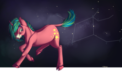 Size: 1567x980 | Tagged: safe, artist:le-surmulot, oc, oc only, oc:cosmosis, classical unicorn, horn, leonine tail, solo