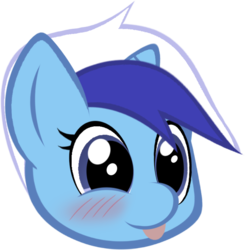 Size: 643x655 | Tagged: safe, artist:paragonaj, minuette, g4, blushing, cute, disembodied head, female, head, simple background, solo, tongue out, transparent background