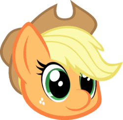 Size: 715x699 | Tagged: safe, artist:paragonaj, part of a set, applejack, g4, cute, disembodied head, female, hat, head, simple background, solo, transparent background