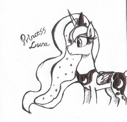 Size: 808x772 | Tagged: safe, artist:dixierarity, princess luna, g4, female, monochrome, solo