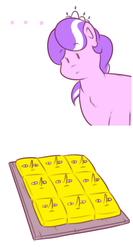 Size: 342x641 | Tagged: safe, artist:secretgoombaman12345, diamond tiara, ask chubby diamond, g4, adventure time, bad puns, bad time, chubby, dessert, female, funny, lemon, lemon squares, lemongrab, linda's shitty lemon squares, male, pta sans, pun, solo, sweets, wat