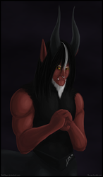 Size: 703x1200 | Tagged: safe, artist:smilydon, lord tirek, centaur, g4, alternate hairstyle, black background, male, nose piercing, nose ring, piercing, septum piercing, simple background, solo