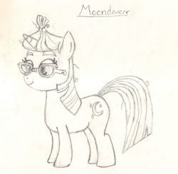 Size: 2149x2097 | Tagged: safe, artist:chronicle23, moondancer, pony, unicorn, amending fences, g4, eyebrows, female, glasses, high res, mare, messy mane, monochrome, solo, traditional art