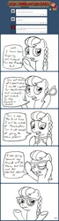 Size: 461x1732 | Tagged: safe, artist:wildtiel, oc, oc only, oc:diamond spoon, ask manehattan babs, ask, monochrome, tumblr