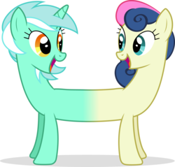 Size: 1024x978 | Tagged: safe, artist:scienceisanart, bon bon, lyra heartstrings, sweetie drops, pony, do princesses dream of magic sheep, g4, .svg available, female, fusion, lesbian, looking at each other, lyrabon (fusion), mare, open mouth, pushmi-pullyu, shared dream, ship:lyrabon, shipping, simple background, smiling, transparent background, vector