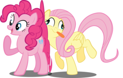 Size: 1990x1268 | Tagged: safe, artist:spellboundcanvas, fluttershy, pinkie pie, g4, derp, tail, tongue out