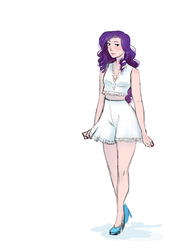 Size: 1280x1757 | Tagged: safe, artist:demdoodles, rarity, human, g4, clothes, female, humanized, midriff, skirt, solo