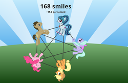 Size: 887x575 | Tagged: safe, artist:90sigma, applejack, doctor whooves, flitter, pinkie pie, sonata dusk, time turner, earth pony, pony, g4, disguise, disguised siren, earth pony sonata dusk, equestria girls ponified, gem, male, pentagram, ponified, pony clicker, siren gem, spooky, stallion, stars