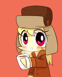 Size: 800x1000 | Tagged: safe, artist:joycall6, march gustysnows, g4, blushing, clothes, coat, cute, female, hat, mug, solo