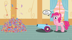 Size: 1920x1080 | Tagged: safe, artist:catiron, pinkie pie, g4, confetti, female, party cannon, solo