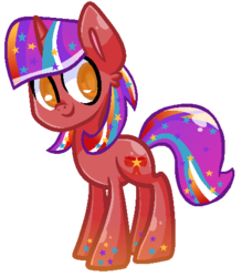 Size: 425x486 | Tagged: safe, artist:berrypunchrules, oc, oc only, oc:pennyspace, pony, unicorn, chibi, gradient hooves, gradient mane, simple background, solo, transparent background, universe pony