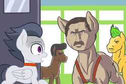 Size: 1800x1200 | Tagged: safe, artist:lemon, rumble, pegasus, pony, g4, choker, classroom, collar, cromartie high school, delinquent, dock, foal, freddie, freddie mercury, manly, moustache, perfection, punk, scar, suspenders