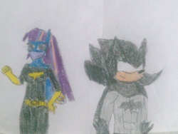 Size: 1024x768 | Tagged: safe, artist:brandonale, twilight sparkle, equestria girls, g4, batgirl, batman, clothes, cosplay, costume, crossover, dc comics, male, shadow the hedgehog, shadtwi, sonic the hedgehog, sonic the hedgehog (series), traditional art