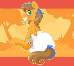 Size: 1280x1142 | Tagged: safe, artist:cuddlehooves, oc, oc only, oc:bluestar, adult foal, diaper, non-baby in diaper, pacifier, poofy diaper, solo