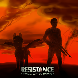Size: 1024x1024 | Tagged: safe, artist:bluest-ayemel, oc, oc only, human, pegasus, pony, crossover, resistance, resistance: fall of man, smoke, video game, weapon