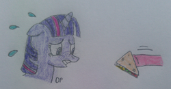 Size: 2245x1165 | Tagged: safe, artist:dullpoint, pinkie pie, twilight sparkle, g4, drawing, offscreen character, quesadilla, sketch, they're just so cheesy, traditional art