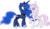 Size: 1020x600 | Tagged: source needed, safe, artist:dashiesparkle, artist:emu34b, fleur-de-lis, princess luna, alicorn, pony, unicorn, g4, concave belly, duo, duo female, female, mare, simple background, slender, thin, tongue out, transparent background, vector